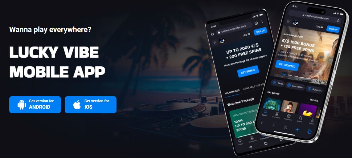 Download Lucky Vibe mobile app for Android and iOS devices